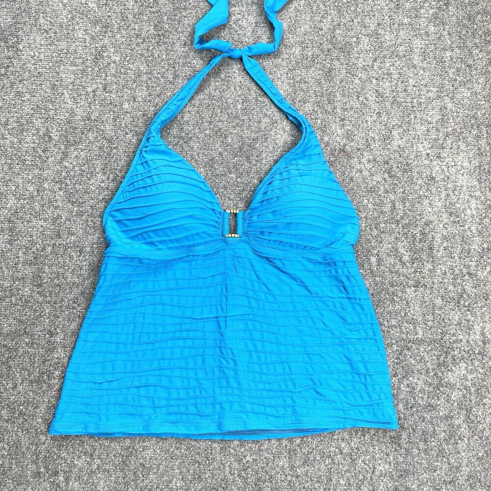 Lauren Ralph Lauren Tankini Top Womens Size 14 Textured Padded Adjustable Blue